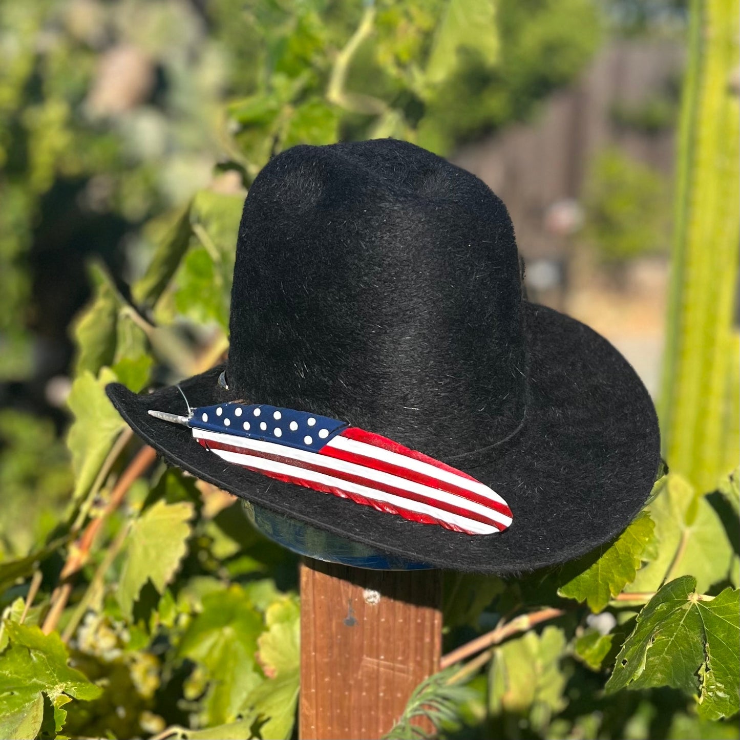 USA FLAG HAND PAINTED TURKEY FEATHER 🇺🇸 - ADIEL'S HATS
