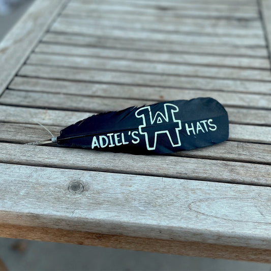 ADIEL’S HATS HAND PAINTED LOGO TURKEY FEATHER - ADIEL'S HATS