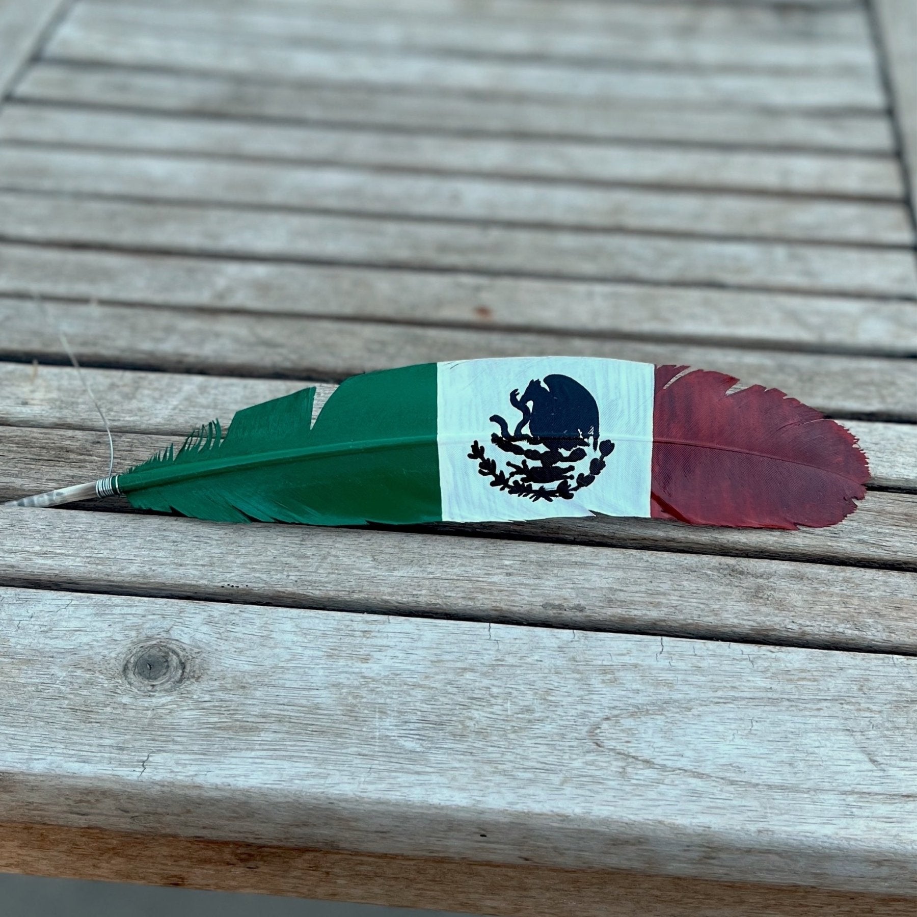 HAND PAINTED MEXICO FLAG TURKEY FEATHER 🇲🇽 - ADIEL'S HATS