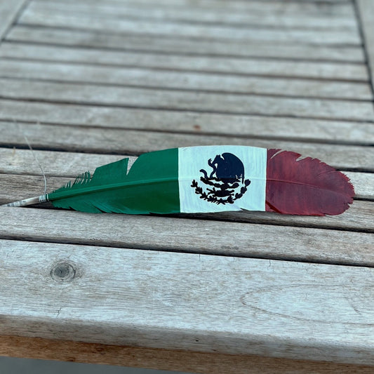 HAND PAINTED MEXICO FLAG TURKEY FEATHER 🇲🇽 - ADIEL'S HATS